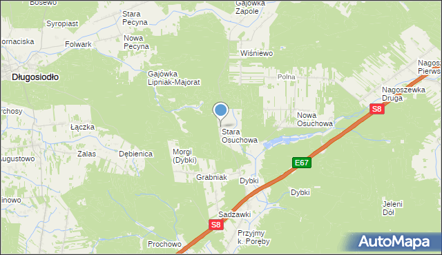 mapa Stara Osuchowa, Stara Osuchowa na mapie Targeo